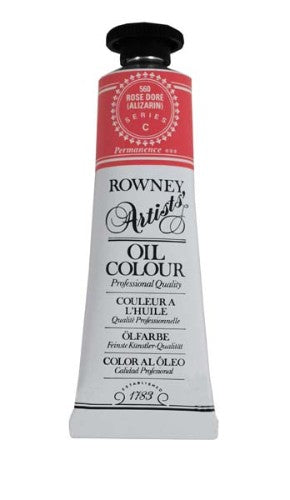 Rown Art Oils 38ml Rose Dore (Aliz) oil paint in a tube, showcasing vibrant color and thick buttery consistency for artists.