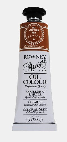 Rown Art Oils 38ml Venetian Red, a premium oil paint with rich color, thick consistency, and excellent lightfastness for artists.