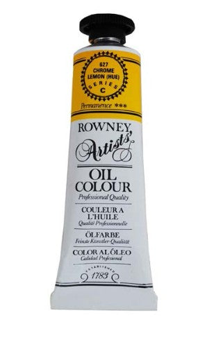 Rown Art Oils 38ml Chrome Lemon Hue: vibrant, buttery oil paint for artists, offering excellent coverage and lightfastness.