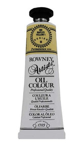 Rown Art Oils Naples Yellow 1 (Hue) 38ml tube, vibrant oil paint with thick consistency for brilliant artwork.