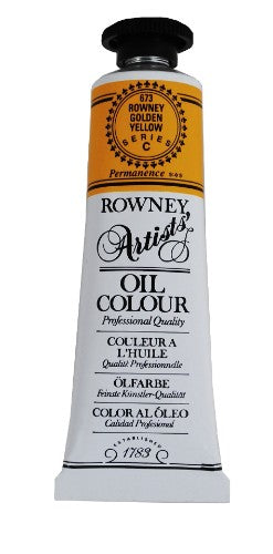 Rown Gold Yellow 38ml oil paint, vibrant color with thick consistency, perfect for impasto and blending techniques.