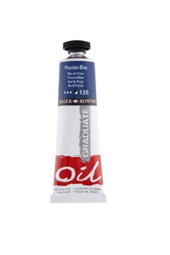 D-R Graduate Oil Paint tube in vibrant Prussian Blue, 38ml, ideal for artists with its smooth texture and intense pigmentation.