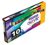 D-R Graduate Acrylic Intro Set with 10 vibrant 38ml tubes of non-toxic, fast-drying acrylic paints for beginners.