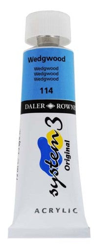 75ml tube of Rown System 3 Acrylic Paint in Wedgwood, featuring rich color and creamy consistency for various surfaces.