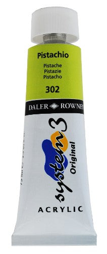 75ml Rown System 3 Acrylic Paint in Pistachio, vibrant color with heavy body formula for smooth coverage in art projects.