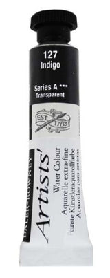 Daler-Rowney 5ml Indigo watercolour tube, rich pigment for professional artists, ideal for mixing and washes.