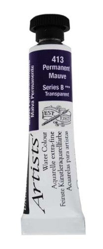 5ml tube of Daler-Rowney Permanent Mauve watercolour paint, vibrant color, high pigment load, ideal for artists.