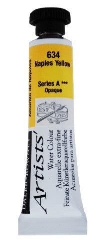 Professional-grade Daler-Rowney 5ml Naples Yellow watercolour paint, offering vibrant color and exceptional flow for artists.