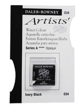 Daler Rowney H-Pan Ivory Black watercolour paint, rich deep black for stunning washes and seamless gradations in art.