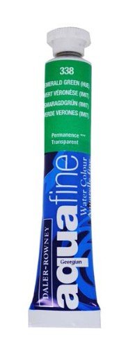 Rown 8ml Aquafine Emerald Green Watercolour paint tube, vibrant hue perfect for landscapes and botanicals.