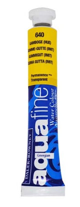 8ml tube of Rown Afine Gamboge Hue Watercolour Paint, featuring a vibrant yellow hue ideal for various artistic styles.