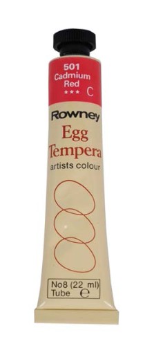 Vibrant Rown Egg Tempera 22ml in Cadmium Red, ideal for artists seeking quality and rich color for detailed artworks.