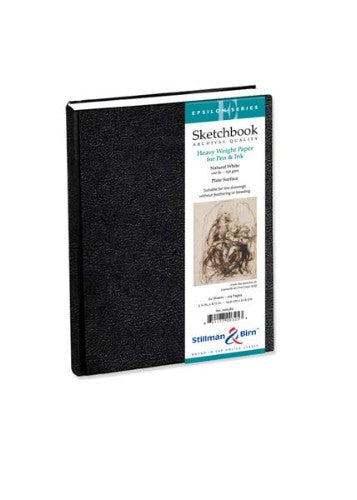 Epsilon Hardback A4 Sketch Pad with 150gsm paper, ideal for drawing, sketching, and mixed media, featuring 62 archival sheets.