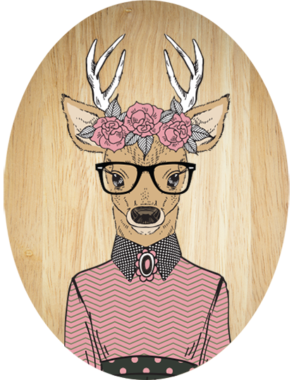 Deer Girl -  Plywood Oval - Wall Art