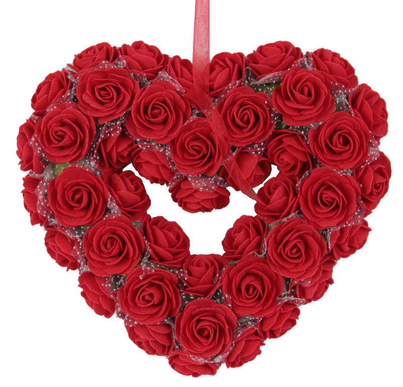 Medium Rose Heart Wreath (Red)