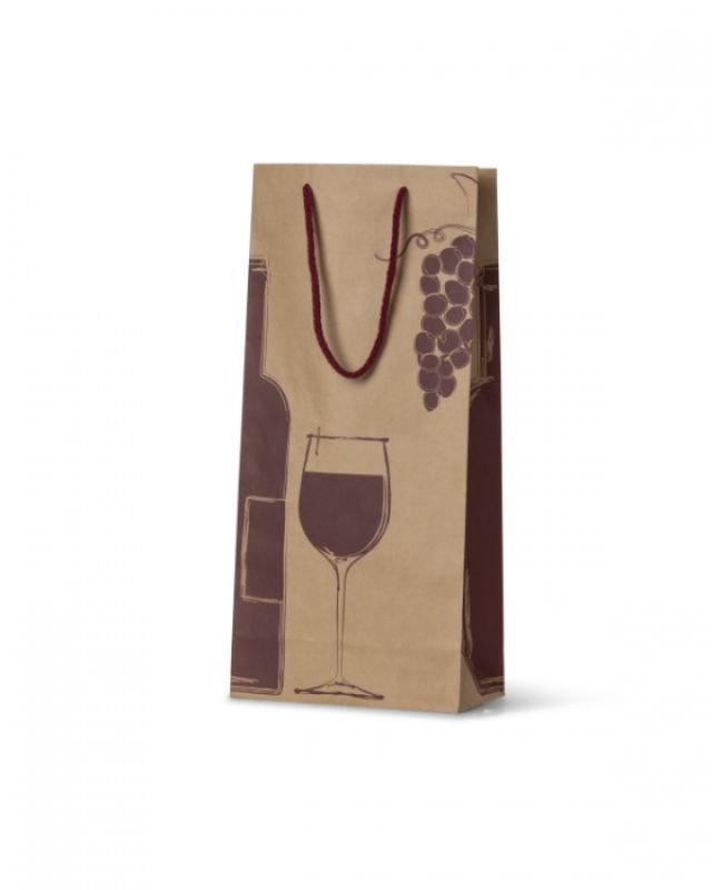 Wine Bottle Bags -  Burgundy Kraft Paper Wine - Double  - Pack of  200