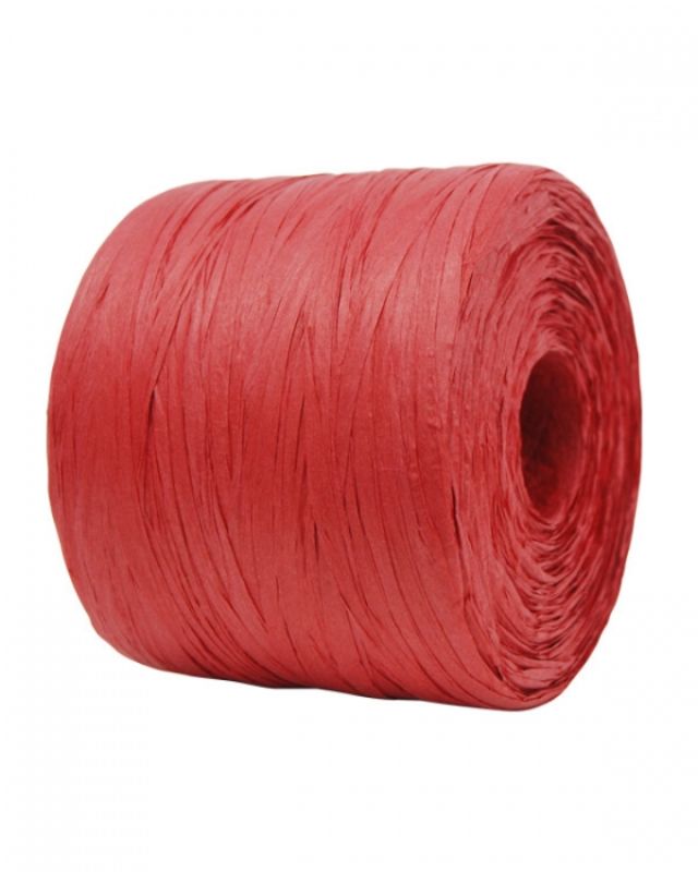 Ribbon -  Paper Raffia Bulk 4mm X 500mtrs Red