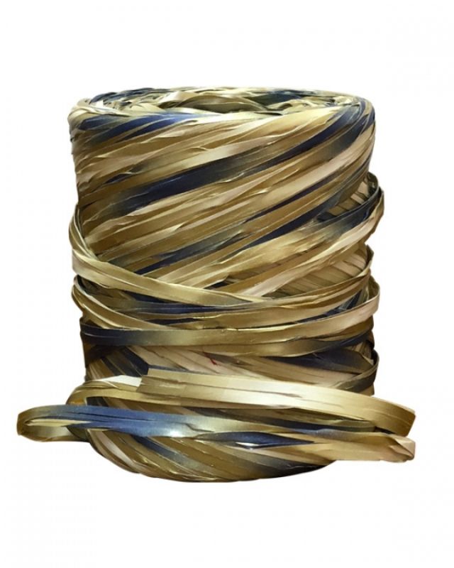 Ribbon -  Tri Colour Raffia 5mm X 200mtrs Navy/Gold