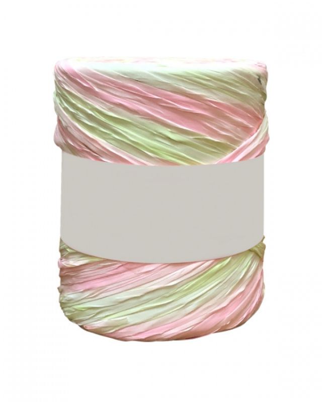 Ribbon -  Tri Colour Raffia 5mm X 200mtrs Pink/Green