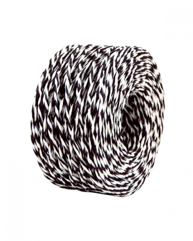 Ribbon -  Two Tone Paper Twine 2mm x 100mtrs Blk/Whi
