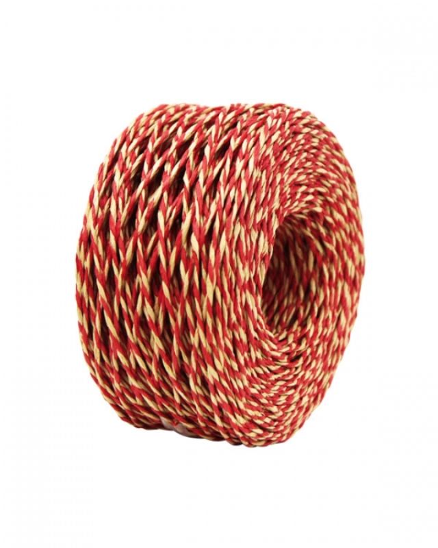 Ribbon -  Two Tone Paper Twine 2mm x 100mtrs Red/Nat