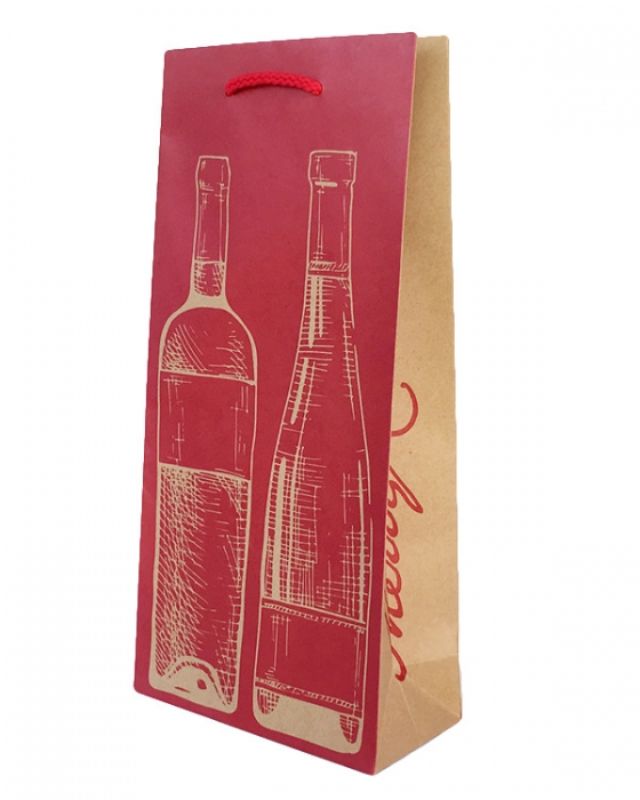 Wine Bottle Bags -  Xmas Double Wine  - Pack of  100