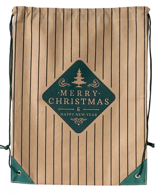 Non Woven -  Xmas Stripe Backpack Small Non Woven Bag  - Pack of  50