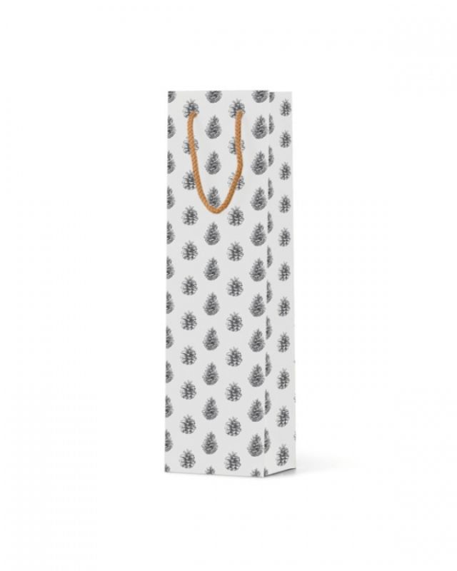 Wine Bottle Bags -  Pine Cones on White Single Wine Bag   - Pack of  100