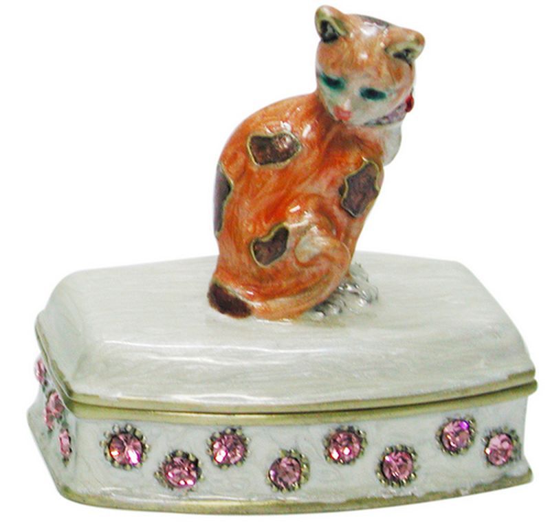 Trinket Box - Ginger Cat 4cm (Set of 2)