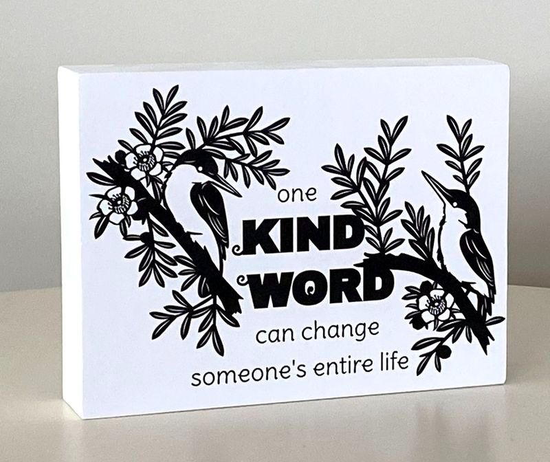 Block Art - MDF Block N/Brd Kind Word 20cm (Set of 2)