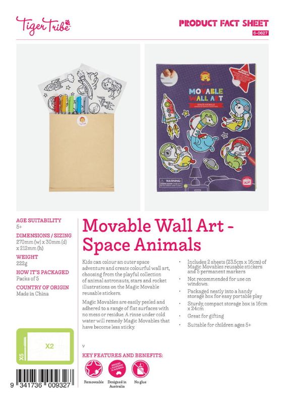 Movable Wall Art Kit - Space Animals