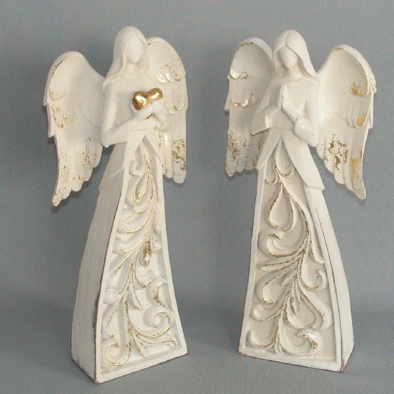 Ornament - Angels  White A&B 28cm (Set Of 2)