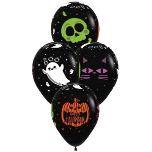 Balloon - Sempertex 30cm Halloween Friends Fashion Black Latex Balloons, 12PK