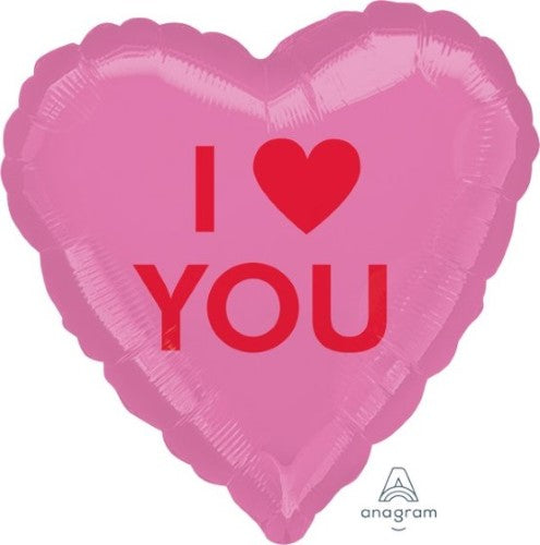 Balloon - 45cm Standard I Heart You Candy Heart Pink