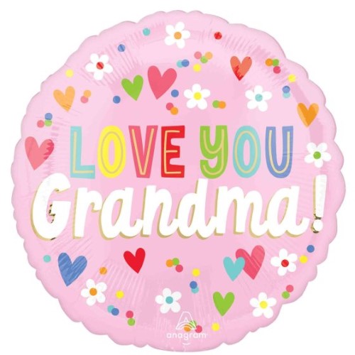 Balloon - 45cm Standard HX Love You Grandma Hearts
