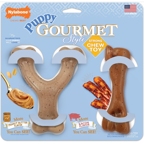 Dog Toy - Puppy Gourmet Twin Pack Wishbone/Femur