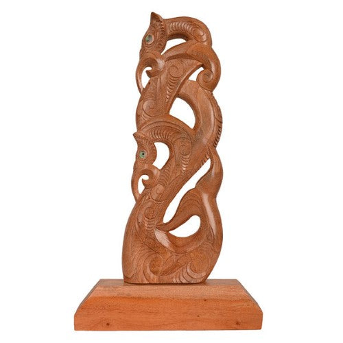Double Manaia on Base Whale Tail (26 x 48cm)