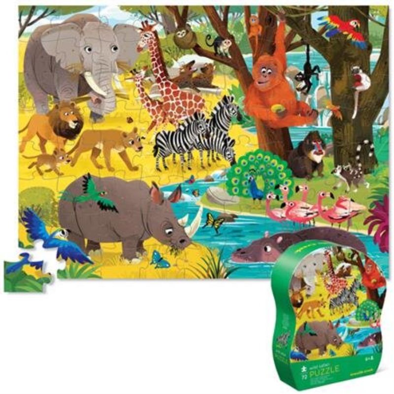 Jr. Shaped Box Puzzle -  Crocodile Creek Wild Safari (72pc)