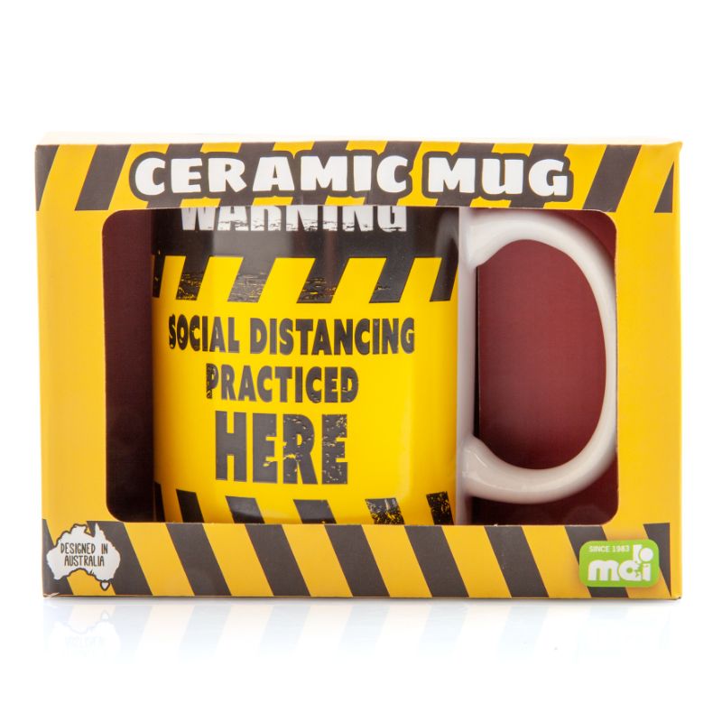 Coffee Mug - Social Distancing Warning Sign (9.5cm)