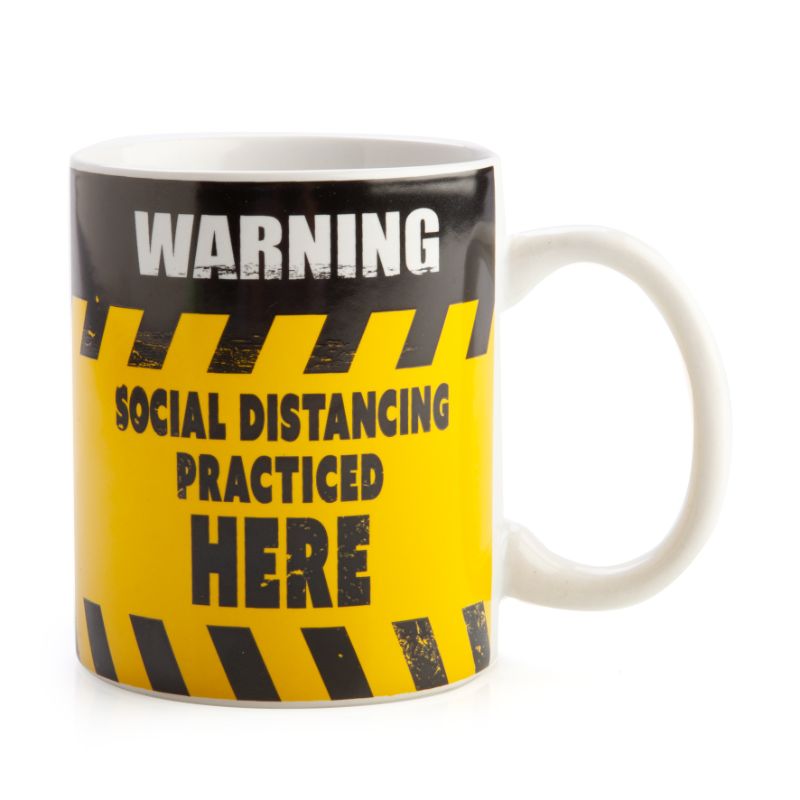 Coffee Mug - Social Distancing Warning Sign (9.5cm)