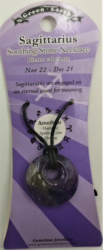 Donut Pendant - Zodiac Sagittarius Amethyst (Set Of 3)