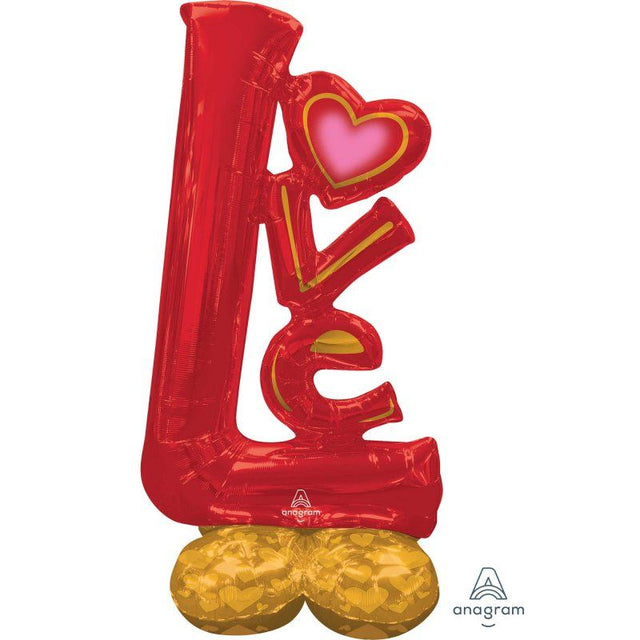 Large 147cm foil balloon spelling 'LOVE', perfect for weddings and romantic celebrations, easy to inflate and durable.