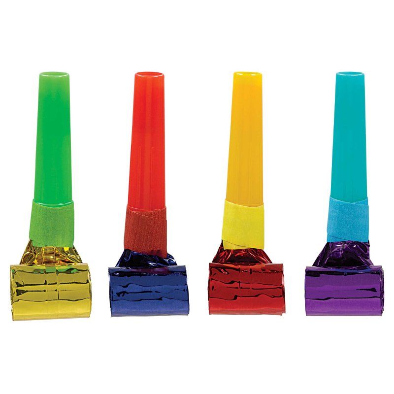 Party Blowouts - BDAY Acc Rainbow Assorted  (14cm)(Pack of - 8)