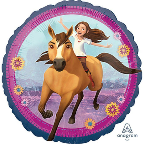 Vibrant 45cm 'Spirit Ride Free' foil balloon, ideal for celebrations, parties, and themed events.