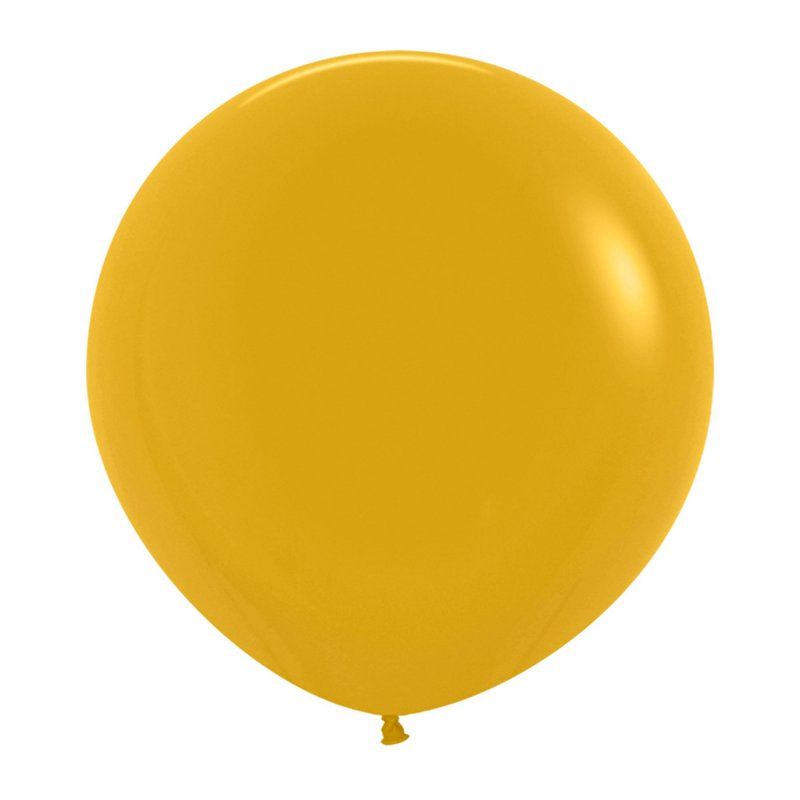 Pack of 3 Sempertex mustard latex balloons, 60cm, perfect for vibrant party decor and floating displays.