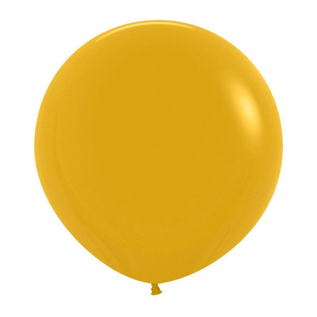 Pack of 3 Sempertex mustard latex balloons, 60cm, perfect for vibrant party decor and floating displays.