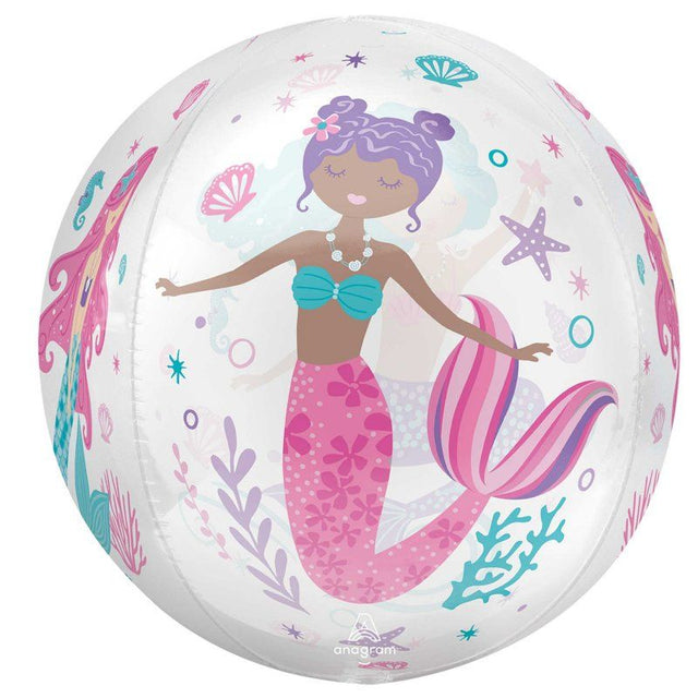 Orbz XL Foil Balloon featuring a shimmering mermaid design, perfect for festive celebrations and themed parties.