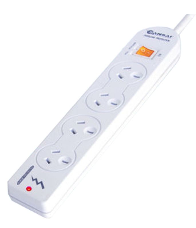 Sansai 4 Way Surge Powerboard with Master Switch