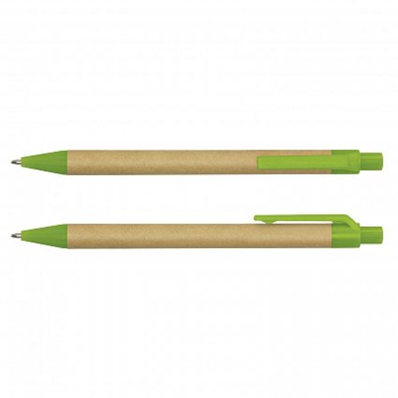 Eco Pen - Natural / Bright Green (Set of 100)