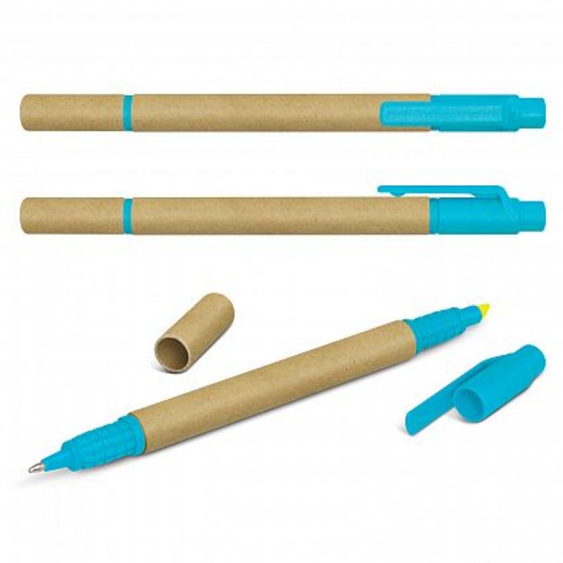 Eco Pen Highlighter - Natural / Light Blue (Set of 100)